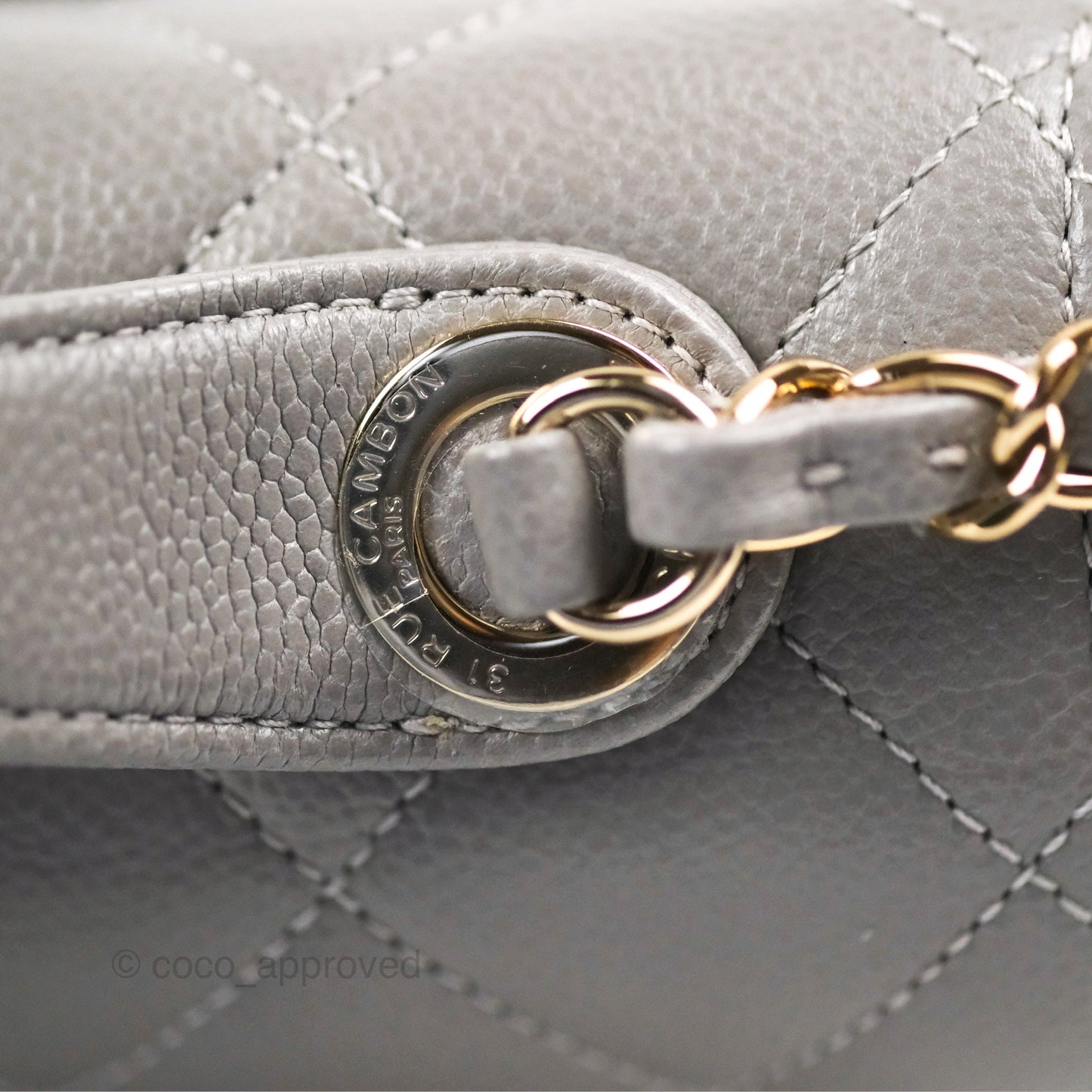 Chanel Quilted Medium Business Affinity Flap Grey Caviar Gold Hardware