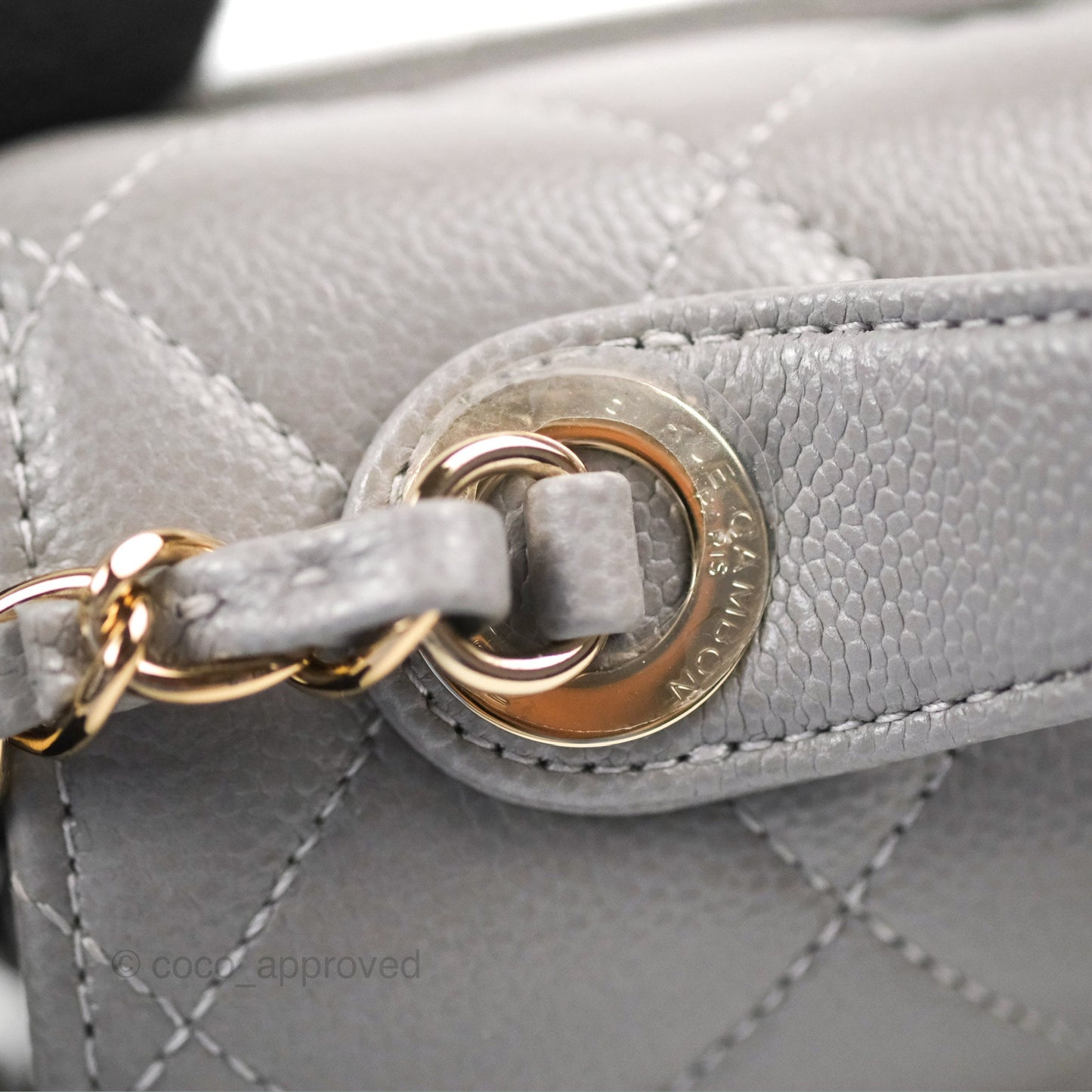 Chanel Quilted Medium Business Affinity Flap Grey Caviar Gold Hardware