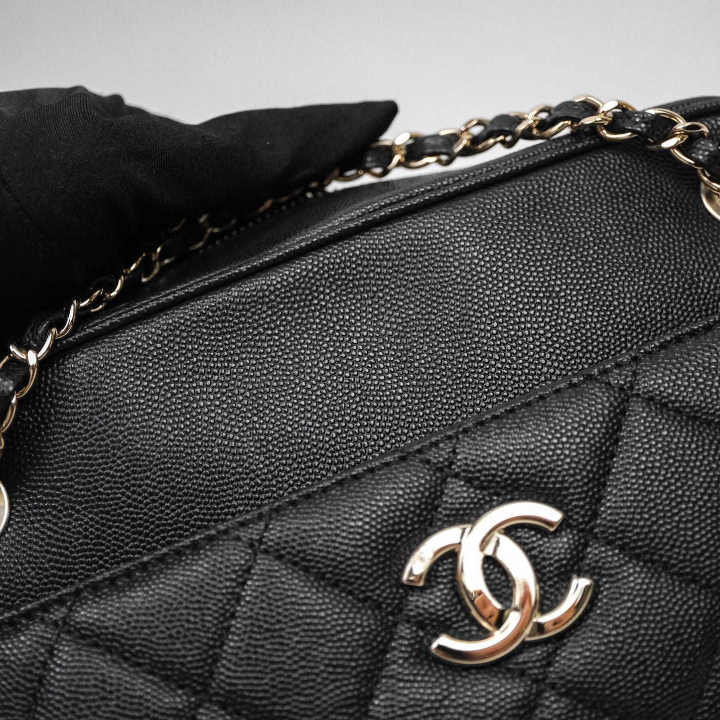 Chanel Camera Bag With Detachable Pouch Black Caviar Gold Hardware