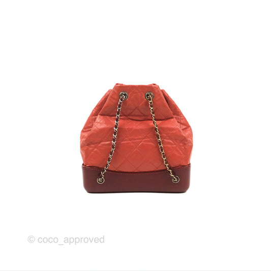 Chanel Small Gabrielle Backpack Red Aged Calfskin
