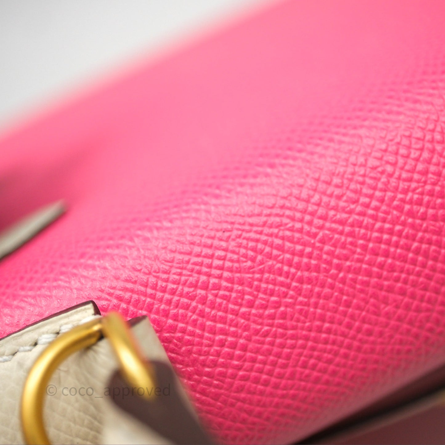 Hermes Kelly 28 Rose Lipstick U5/Craie 10 Epsom Gold Hardware