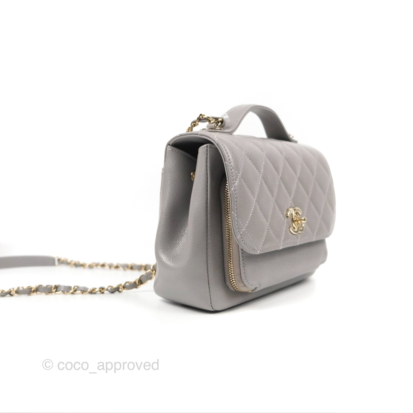 Chanel Quilted Medium Business Affinity Flap Grey Caviar Gold Hardware