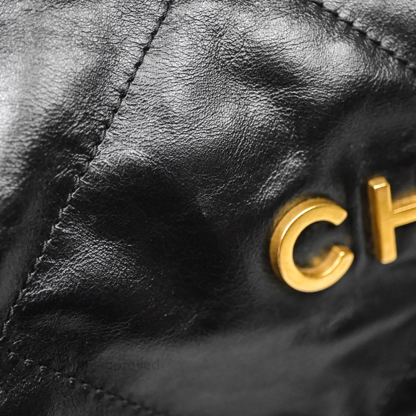 Chanel 22 Small Black Shiny Crumpled Calfskin Aged Gold Hardware