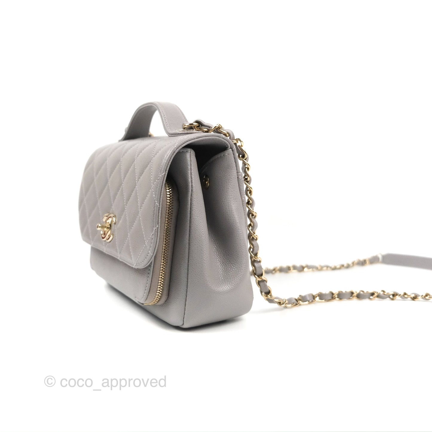 Chanel Quilted Medium Business Affinity Flap Grey Caviar Gold Hardware