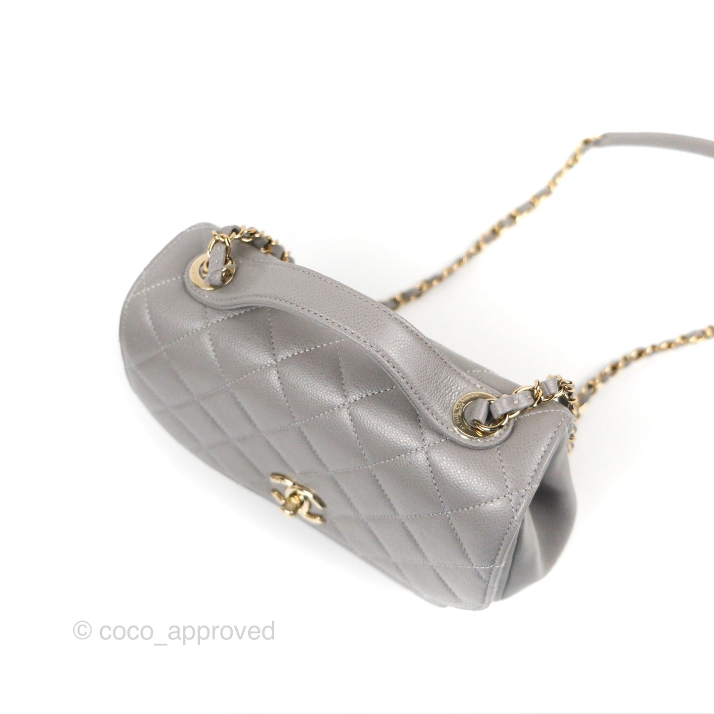 Chanel Quilted Medium Business Affinity Flap Grey Caviar Gold Hardware