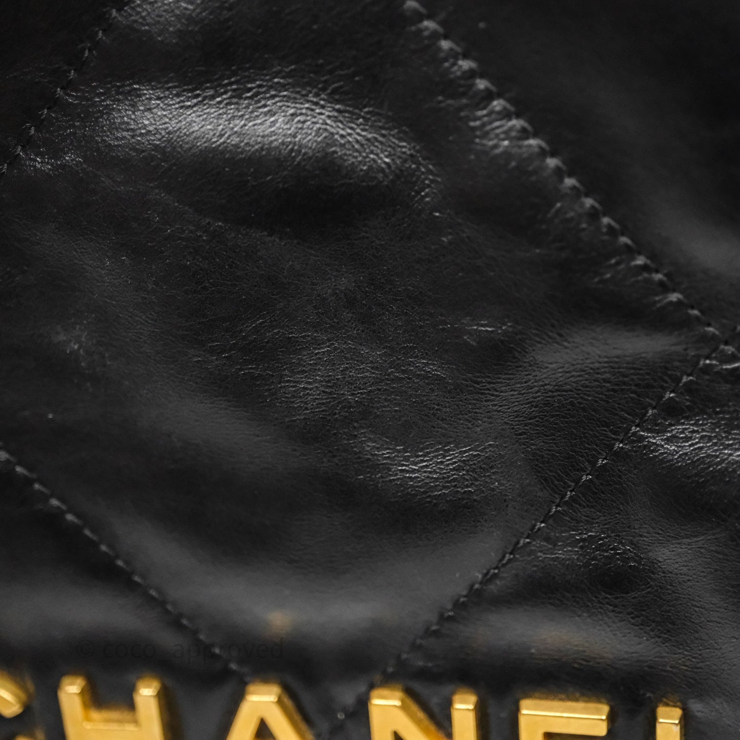 Chanel 22 Small Black Shiny Crumpled Calfskin Aged Gold Hardware