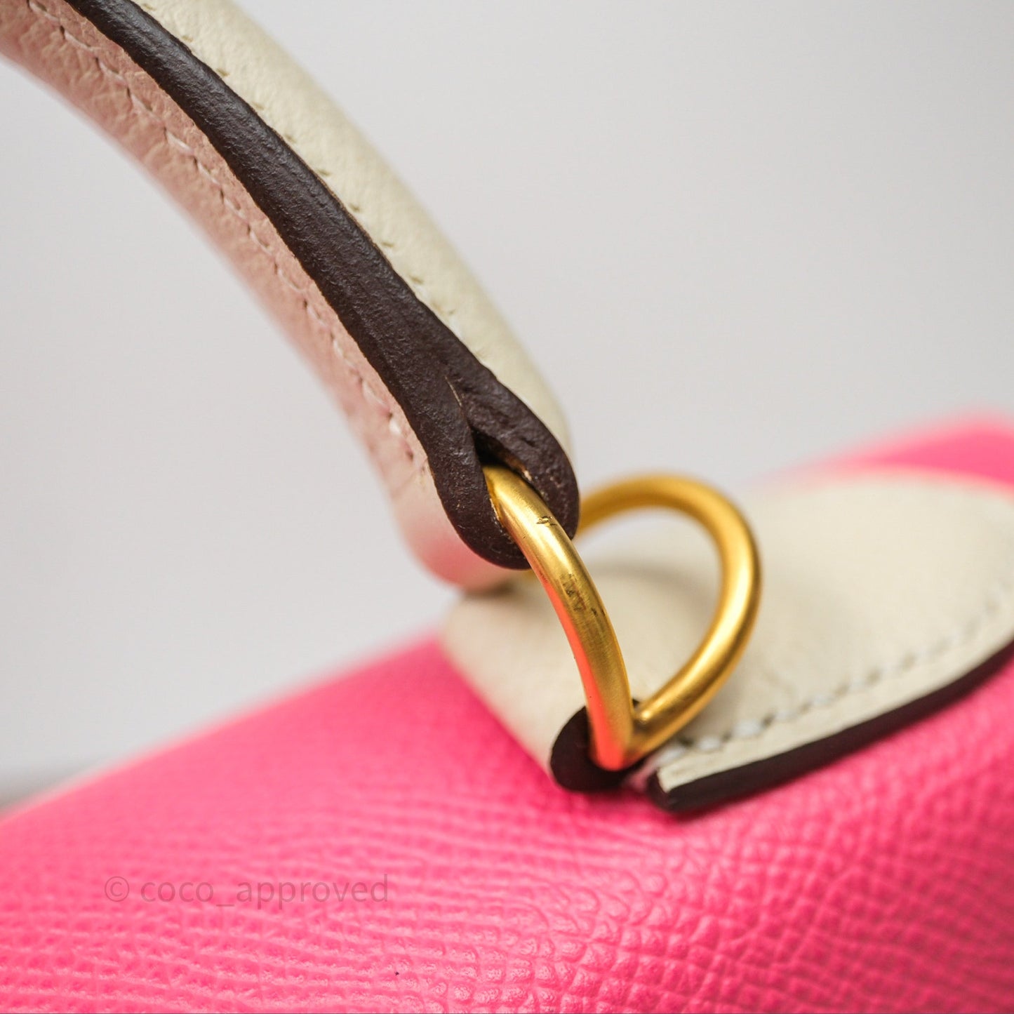 Hermes Kelly 28 Rose Lipstick U5/Craie 10 Epsom Gold Hardware