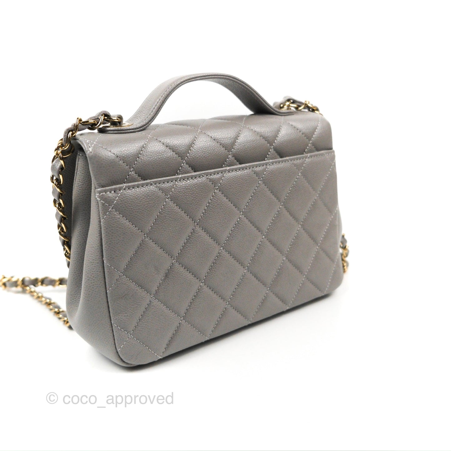 Chanel Quilted Medium Business Affinity Flap Grey Caviar Gold Hardware