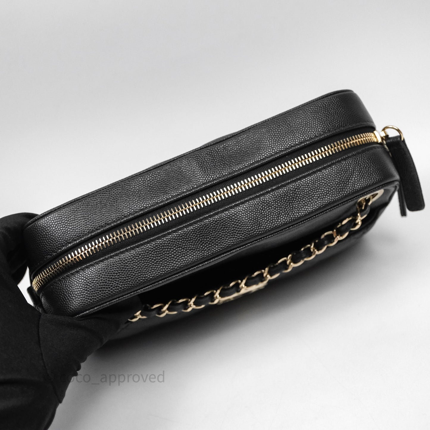 Chanel Camera Bag With Detachable Pouch Black Caviar Gold Hardware