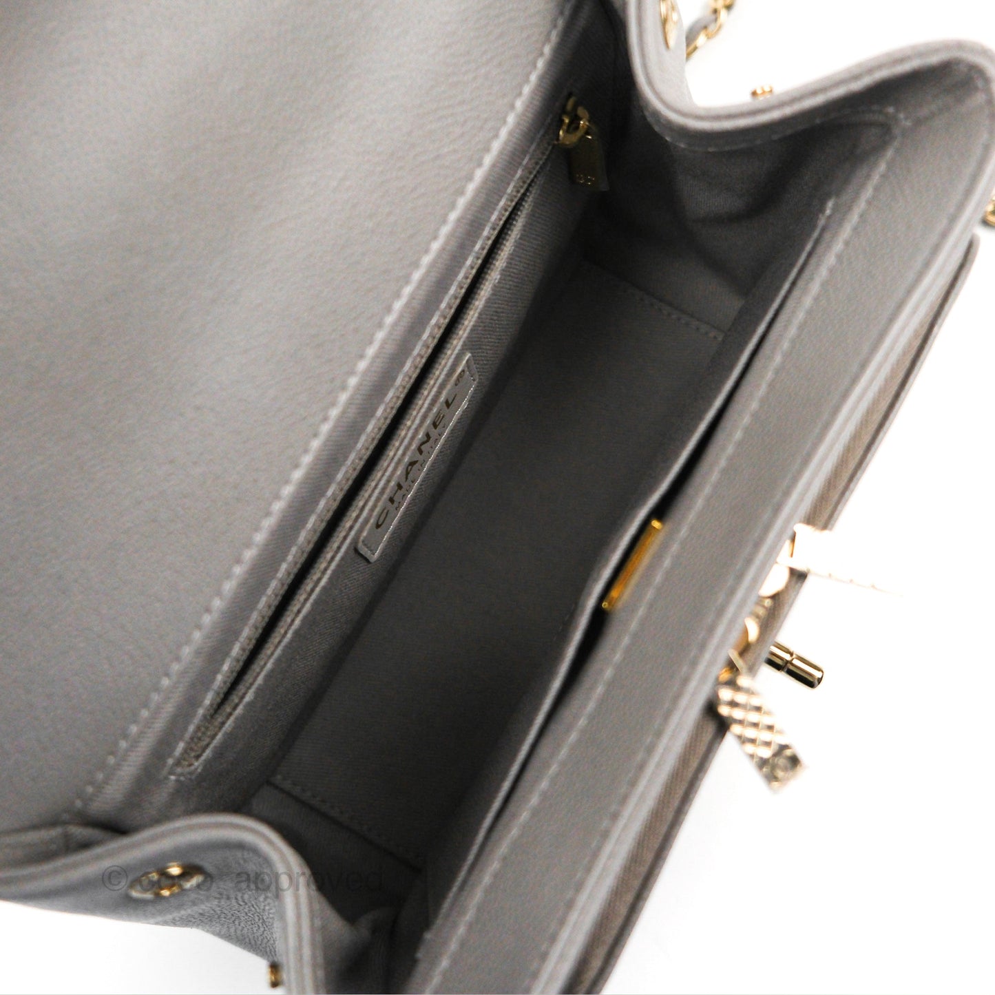 Chanel Quilted Medium Business Affinity Flap Grey Caviar Gold Hardware