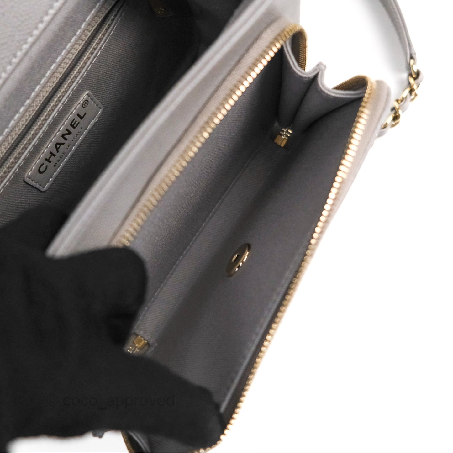 Chanel Quilted Medium Business Affinity Flap Grey Caviar Gold Hardware