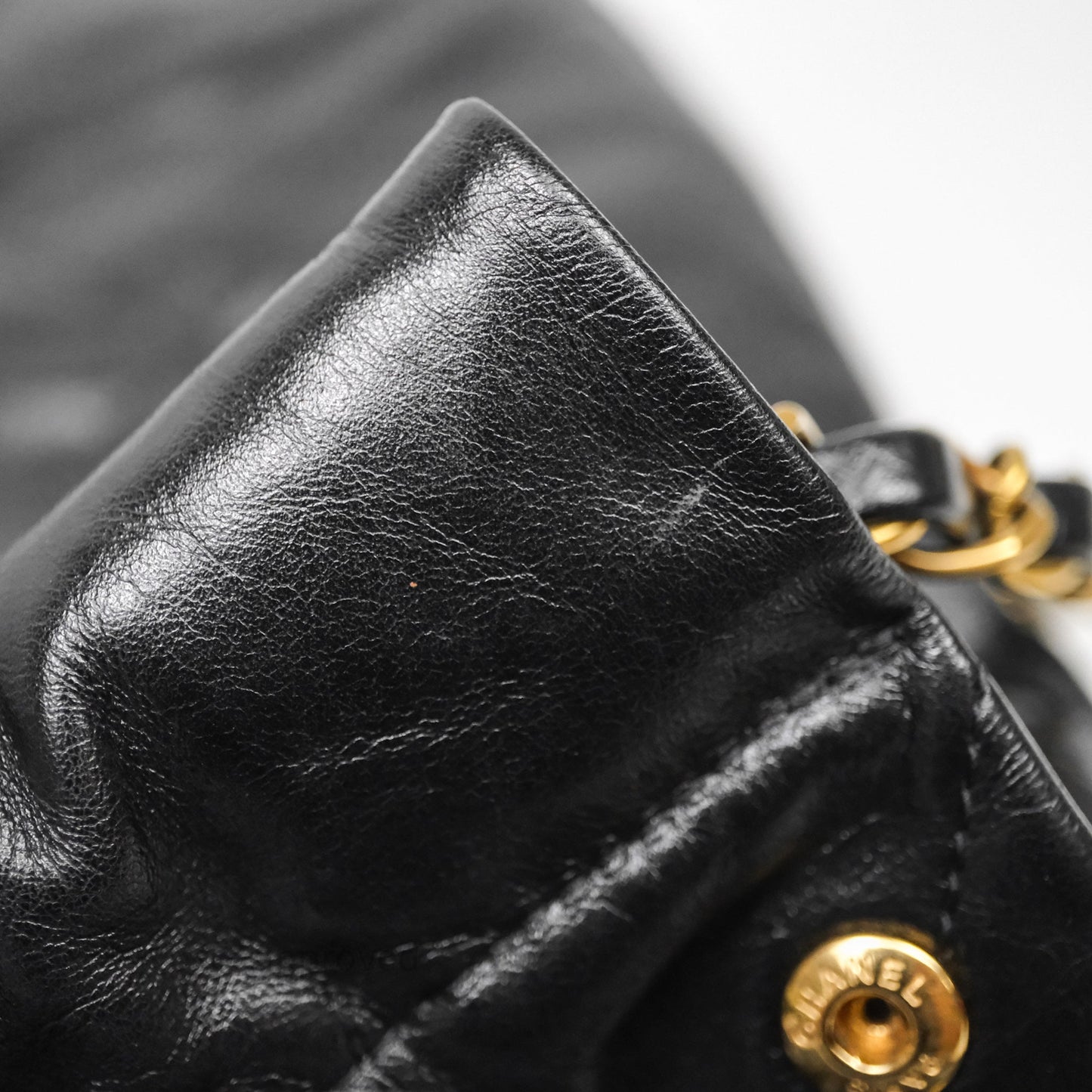 Chanel 22 Small Black Shiny Crumpled Calfskin Aged Gold Hardware