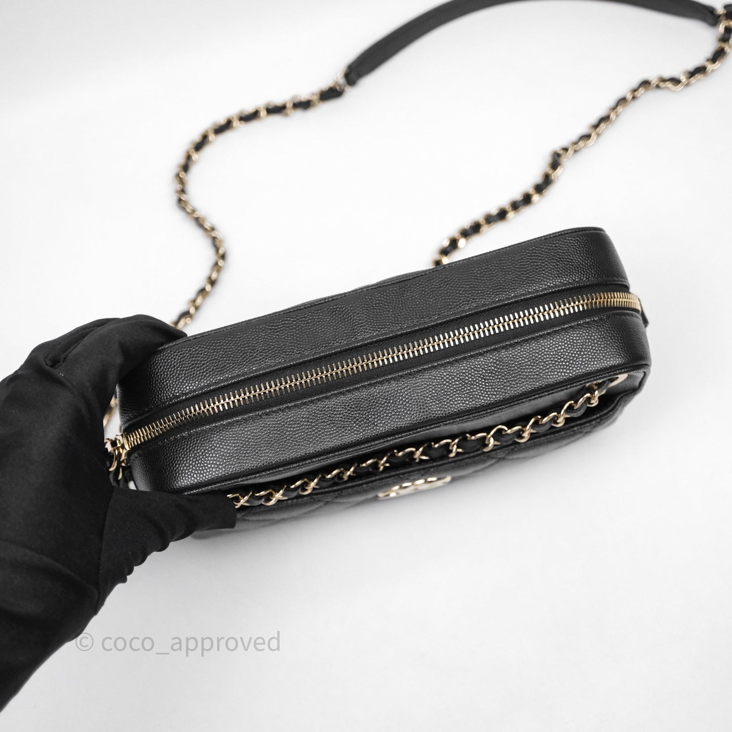 Chanel Camera Bag With Detachable Pouch Black Caviar Gold Hardware