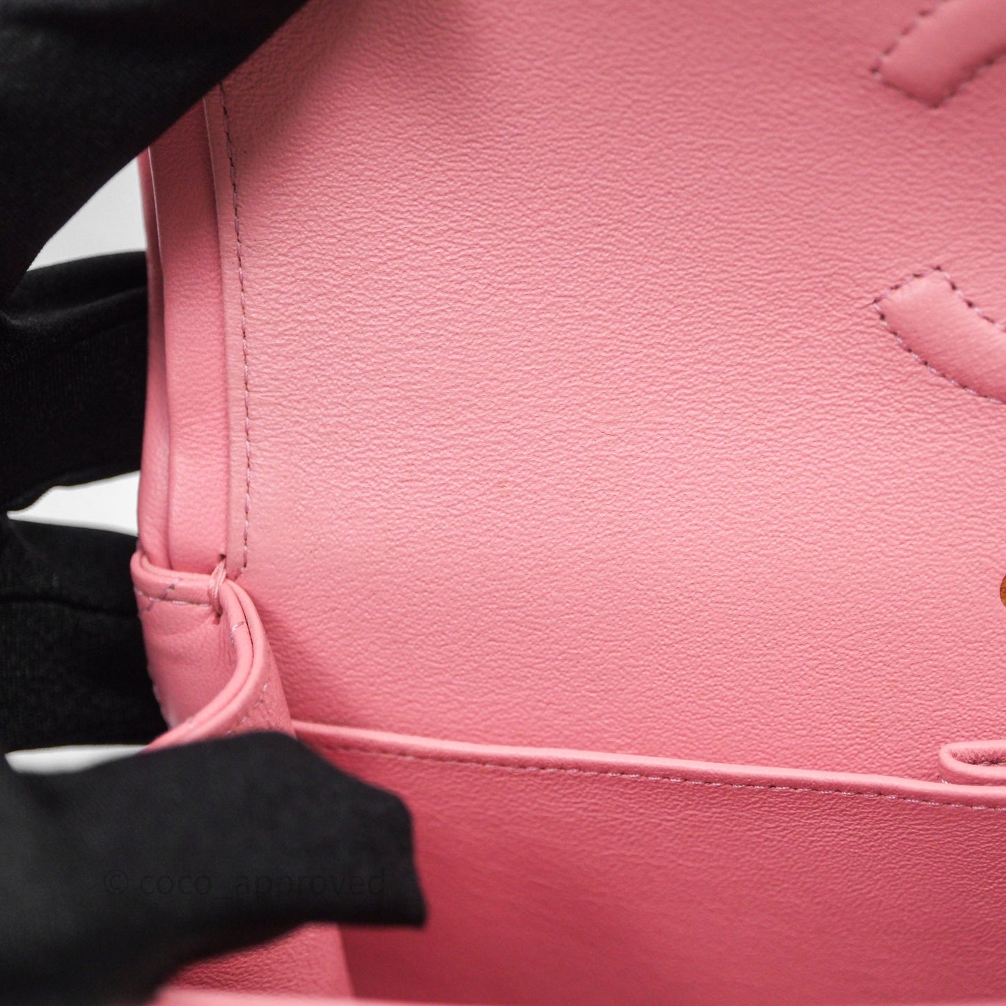 Chanel Small Classic Quilted Flap Pink Lambskin Aged Gold Hardware