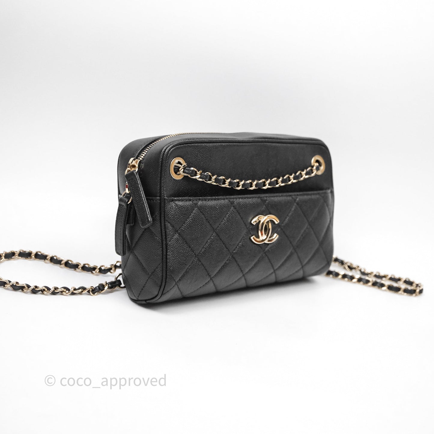 Chanel Camera Bag With Detachable Pouch Black Caviar Gold Hardware