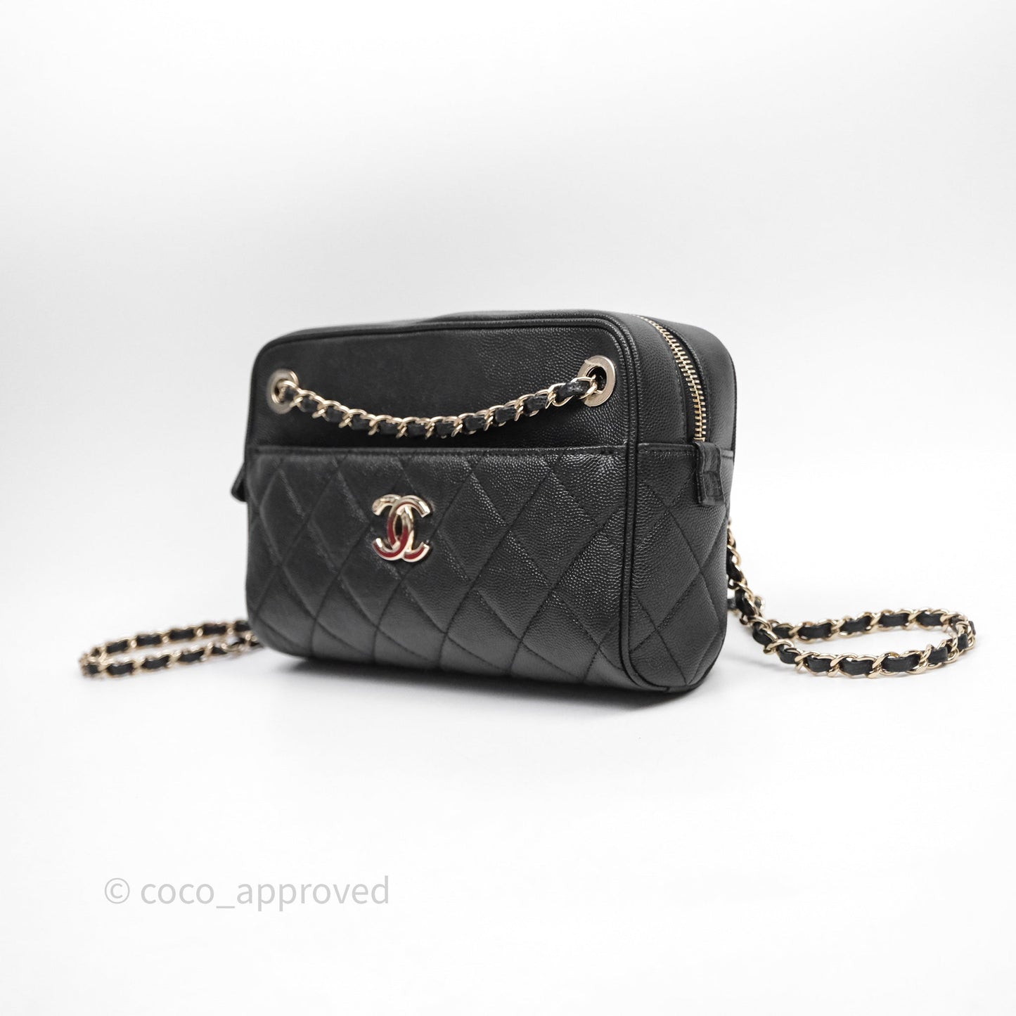 Chanel Camera Bag With Detachable Pouch Black Caviar Gold Hardware