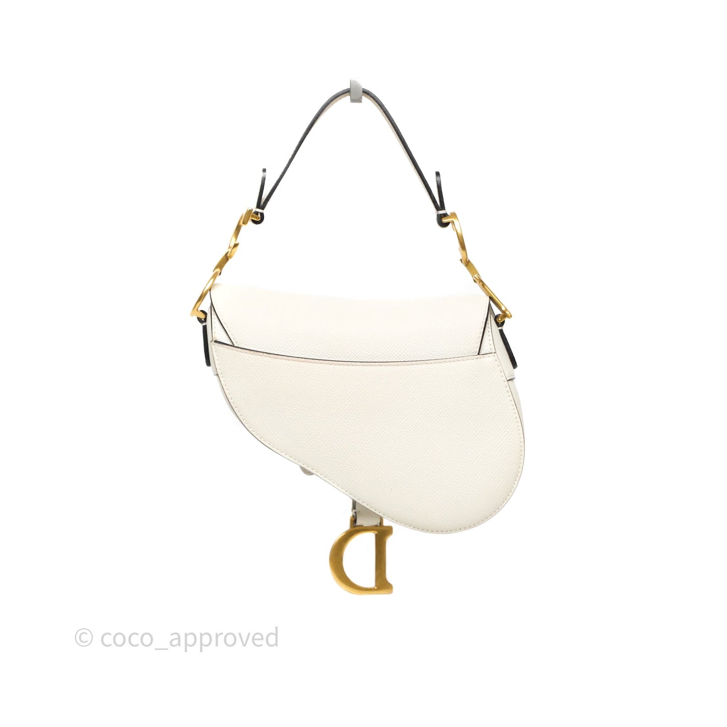 Christian Dior Mini Saddle Bag White Grained Calfskin Gold Hardware