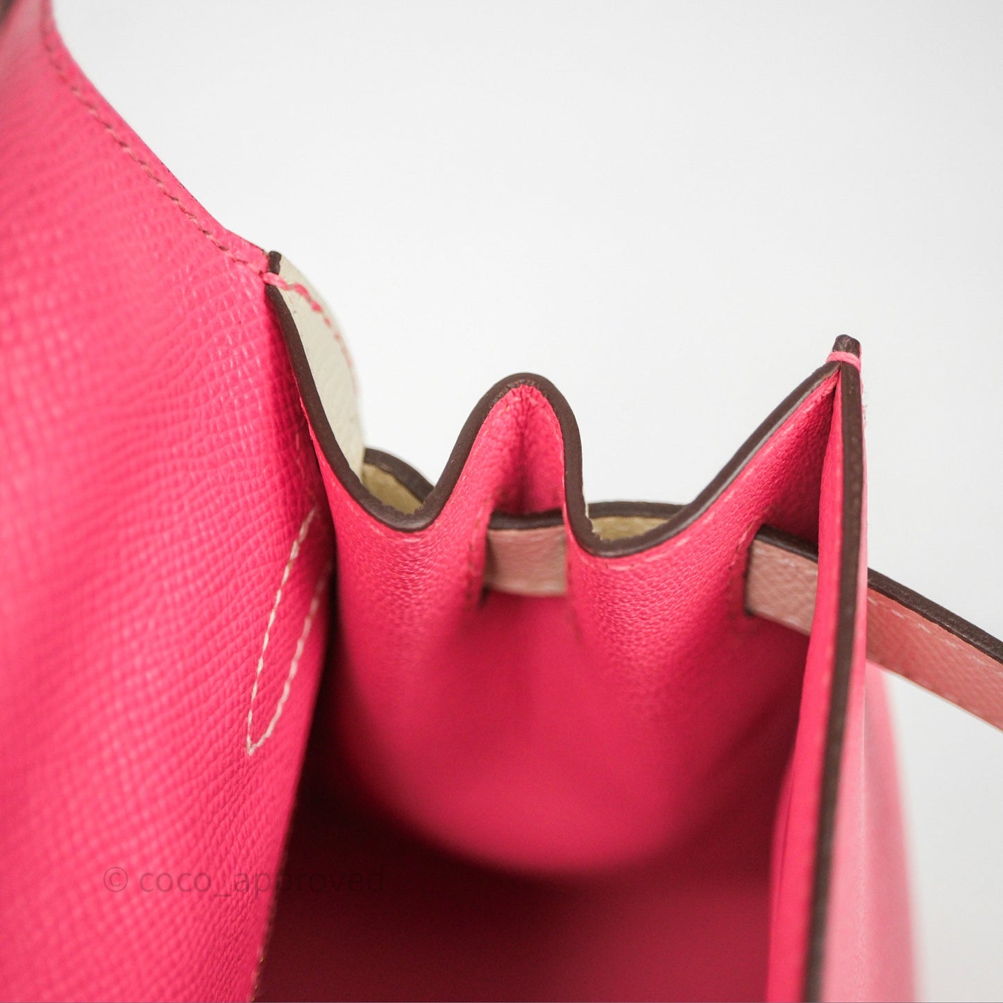 Hermes Kelly 28 Rose Lipstick U5/Craie 10 Epsom Gold Hardware