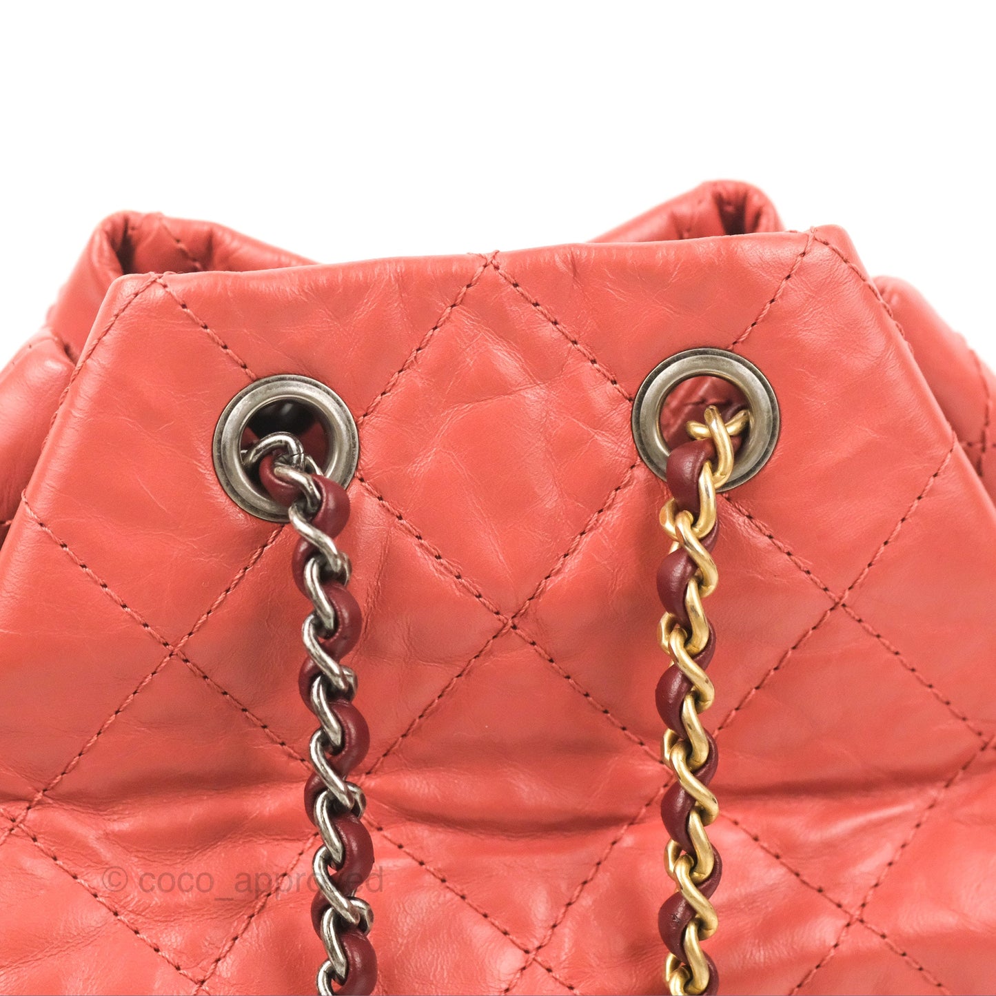 Chanel Small Gabrielle Backpack Red Aged Calfskin