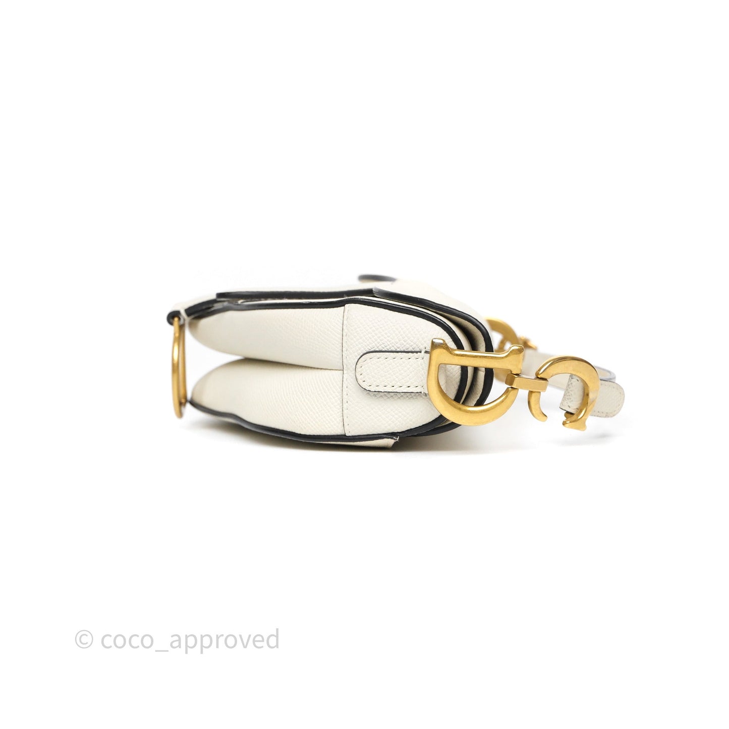 Christian Dior Mini Saddle Bag White Grained Calfskin Gold Hardware