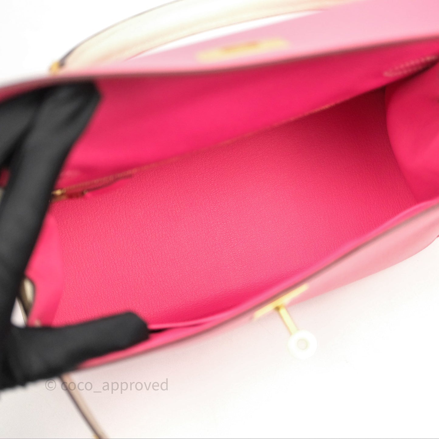 Hermes Kelly 28 Rose Lipstick U5/Craie 10 Epsom Gold Hardware