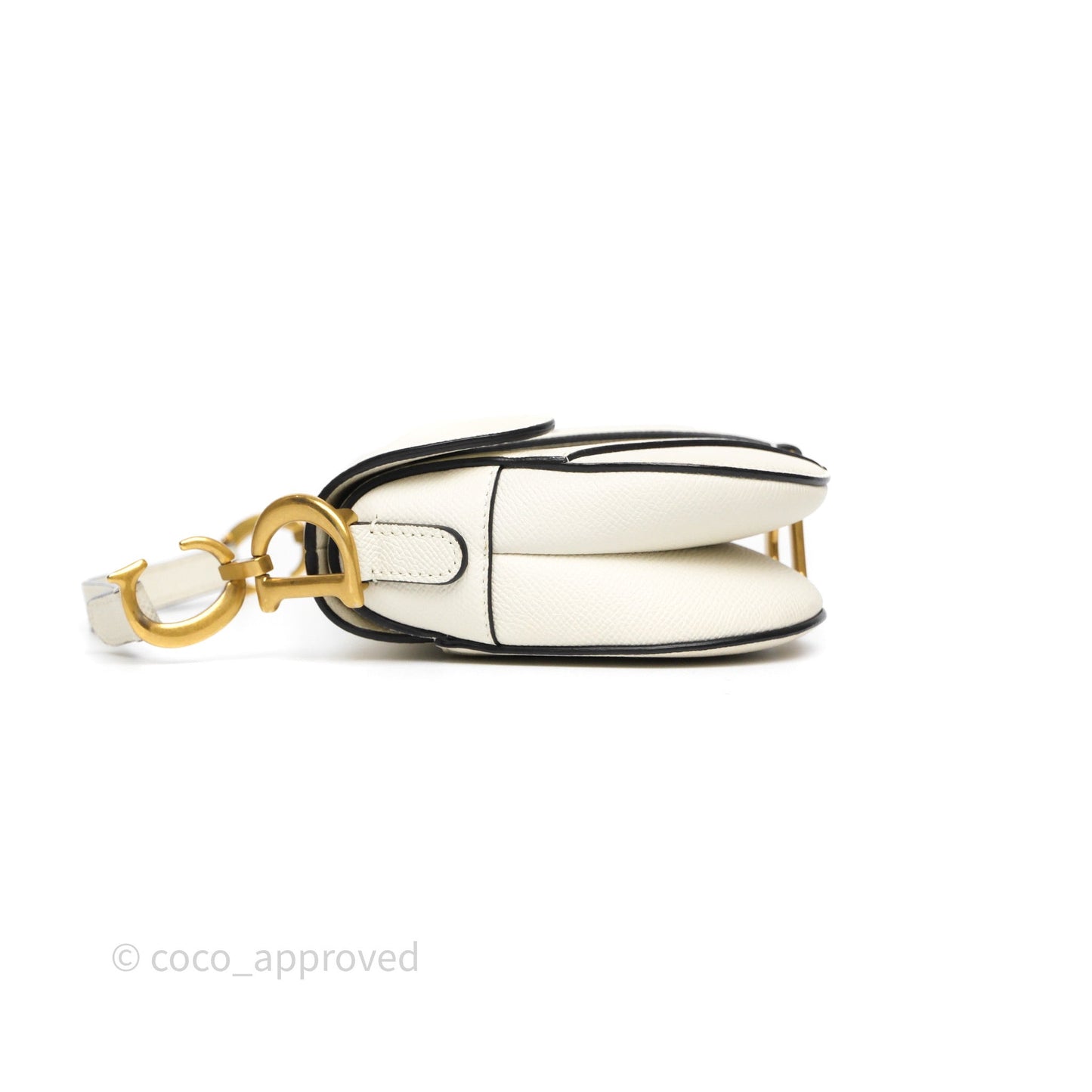 Christian Dior Mini Saddle Bag White Grained Calfskin Gold Hardware