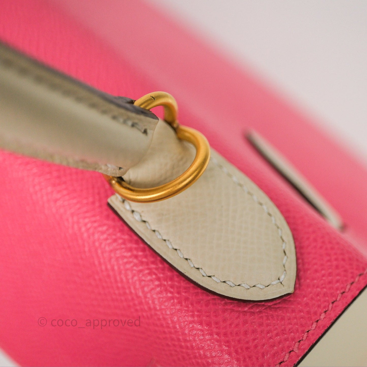 Hermes Kelly 28 Rose Lipstick U5/Craie 10 Epsom Gold Hardware