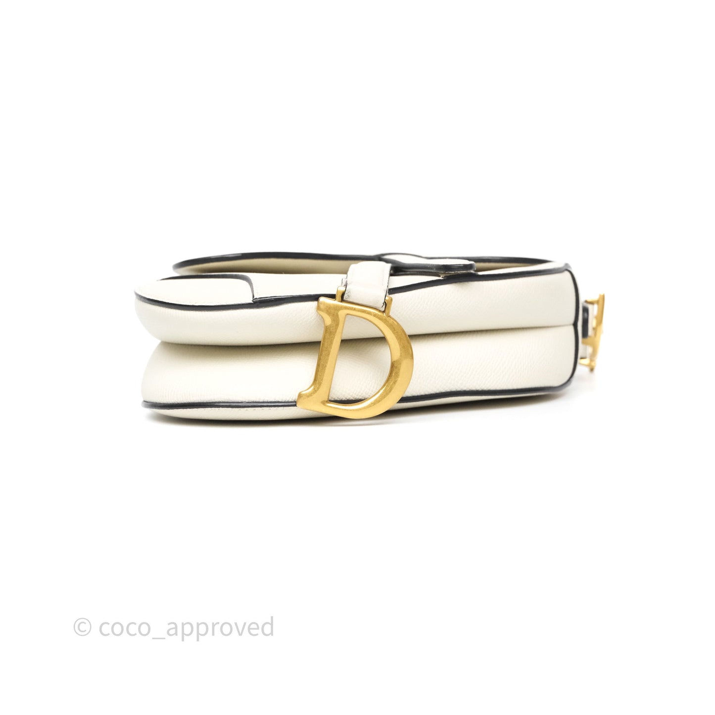 Christian Dior Mini Saddle Bag White Grained Calfskin Gold Hardware