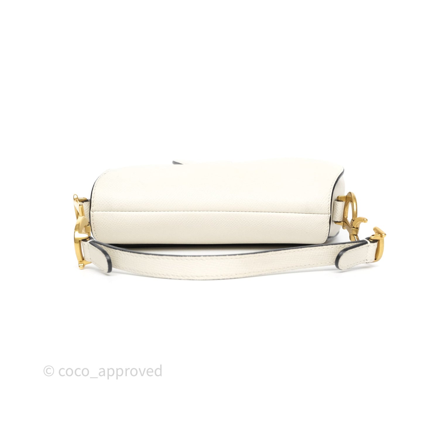 Christian Dior Mini Saddle Bag White Grained Calfskin Gold Hardware