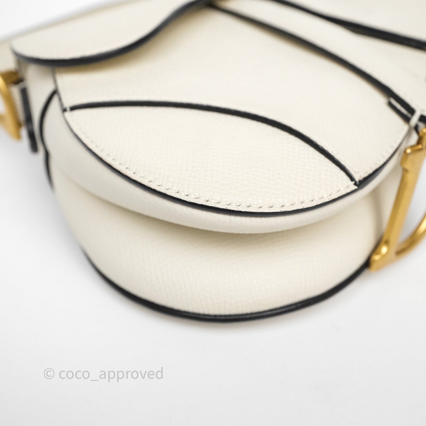 Christian Dior Mini Saddle Bag White Grained Calfskin Gold Hardware
