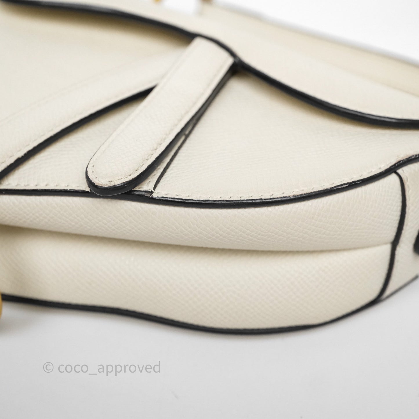Christian Dior Mini Saddle Bag White Grained Calfskin Gold Hardware
