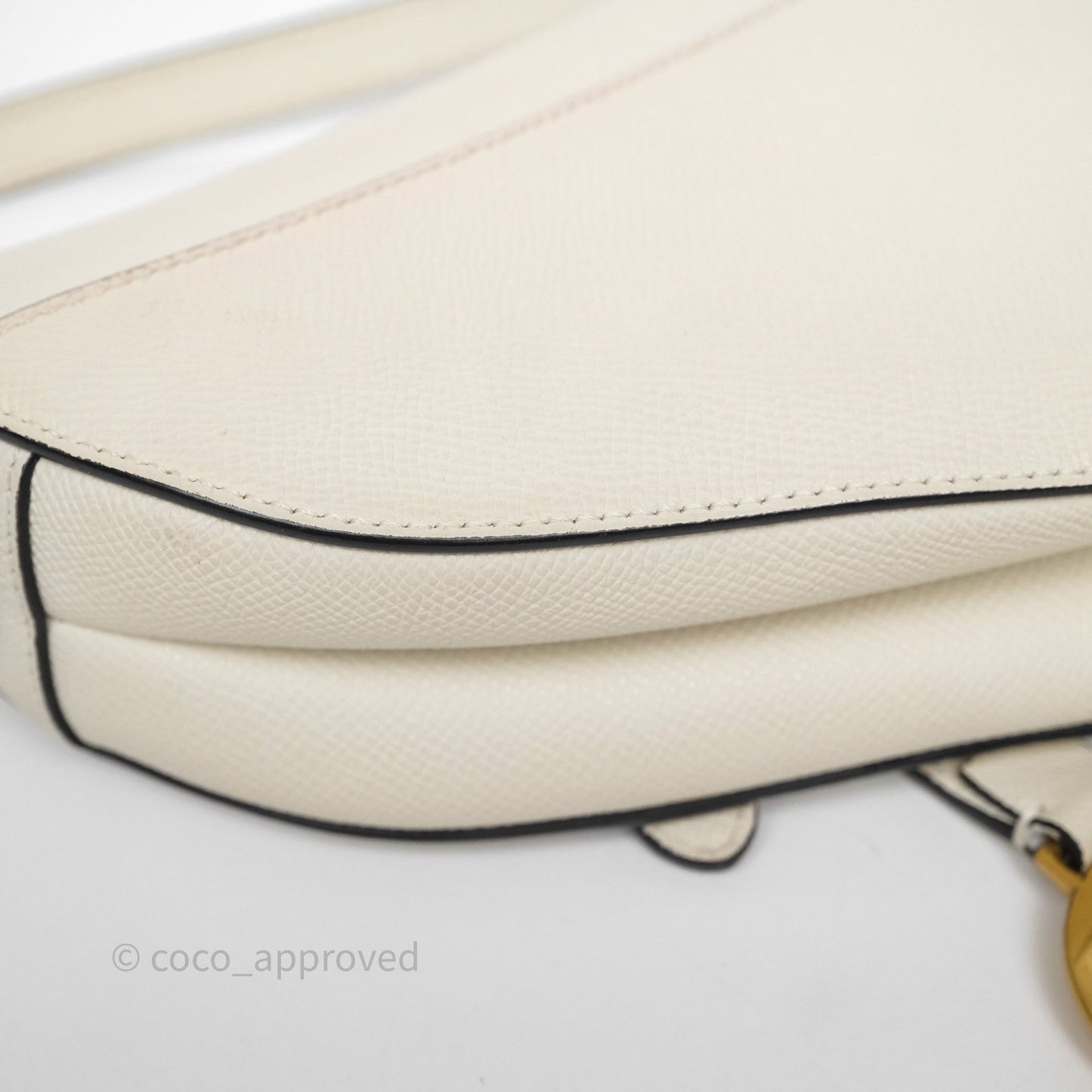 Christian Dior Mini Saddle Bag White Grained Calfskin Gold Hardware