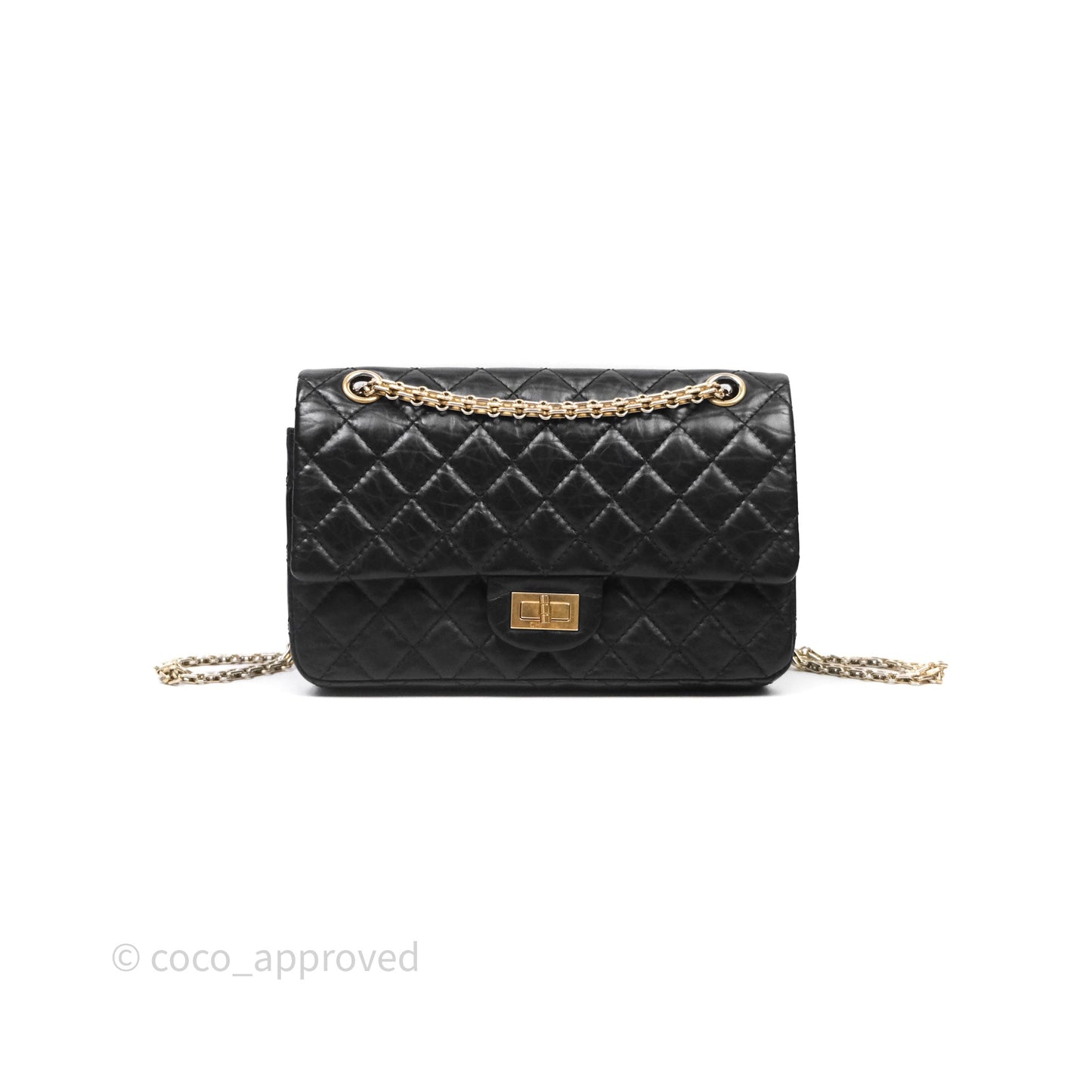 Chanel Reissue 225 Quilted Black Calfskin Aged Gold Hardware