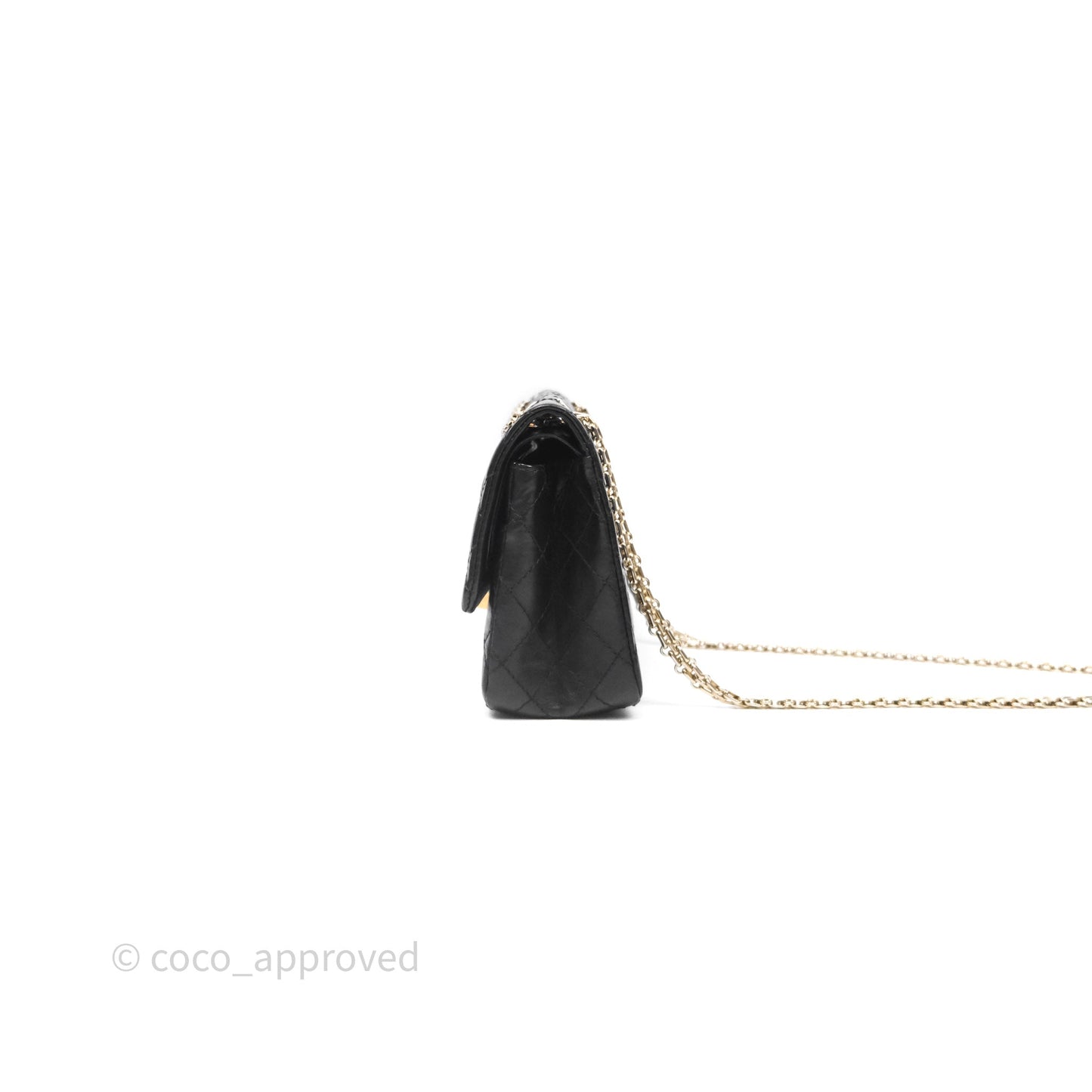 Chanel Reissue 225 Quilted Black Calfskin Aged Gold Hardware