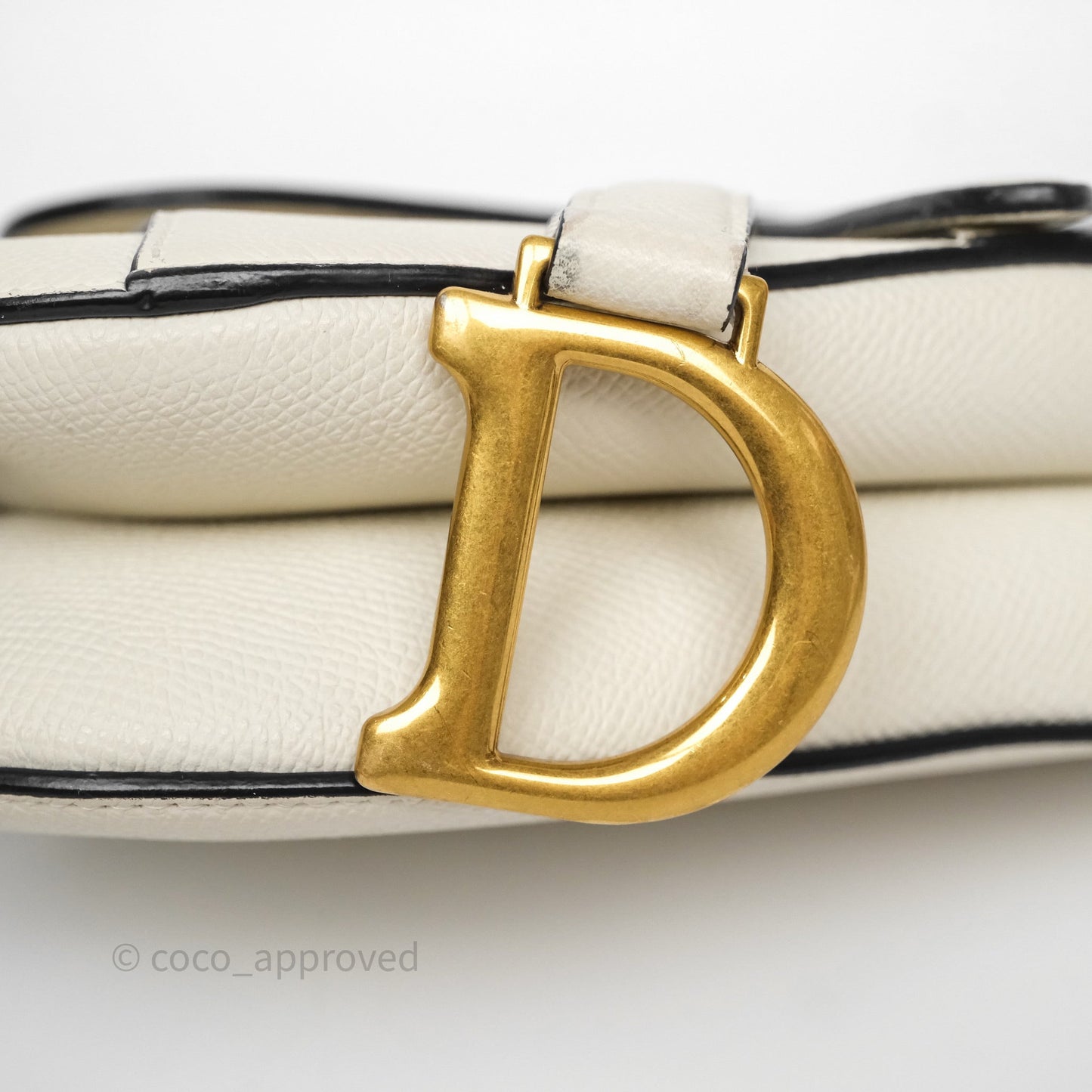 Christian Dior Mini Saddle Bag White Grained Calfskin Gold Hardware