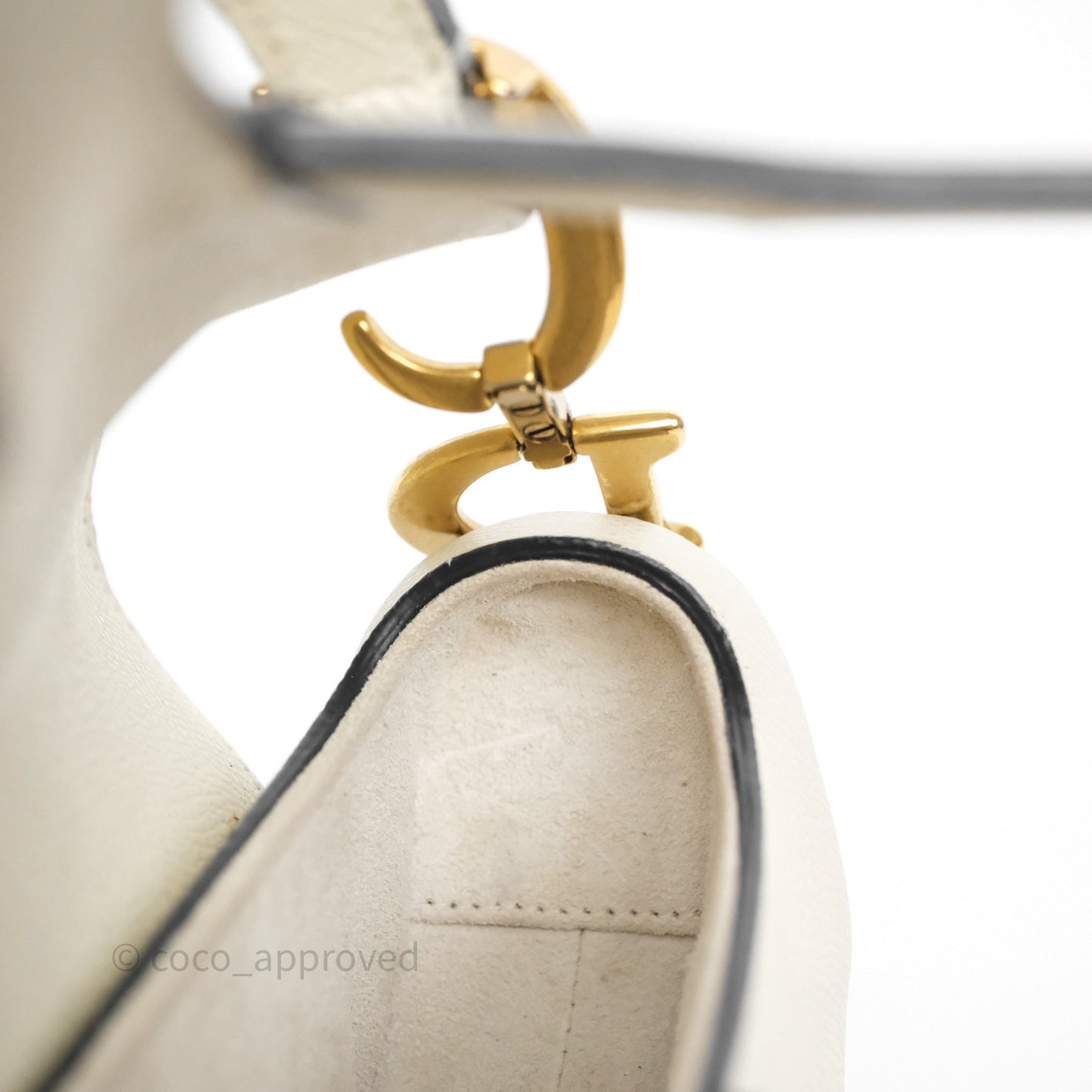 Christian Dior Mini Saddle Bag White Grained Calfskin Gold Hardware