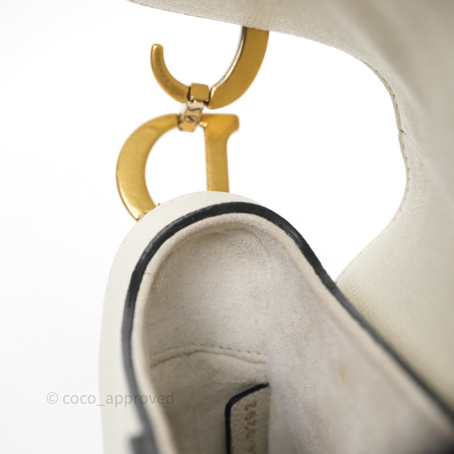 Christian Dior Mini Saddle Bag White Grained Calfskin Gold Hardware