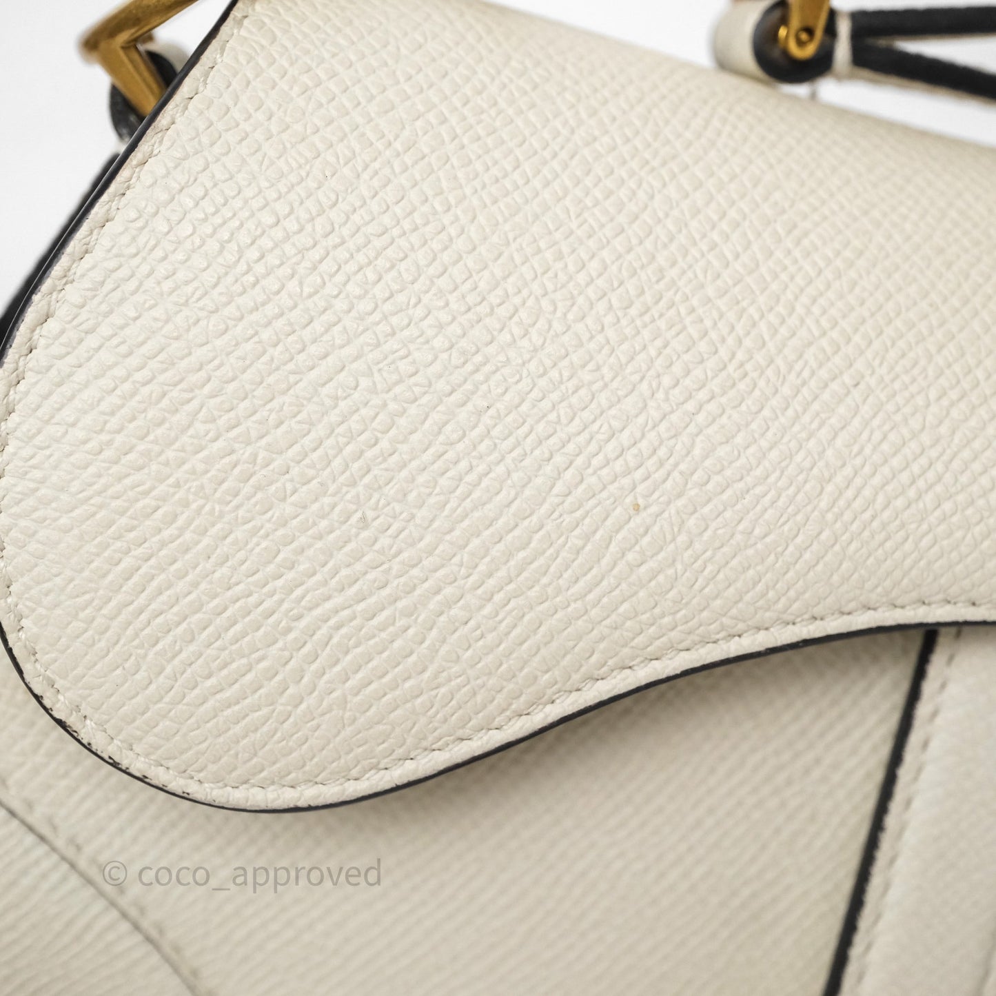 Christian Dior Mini Saddle Bag White Grained Calfskin Gold Hardware