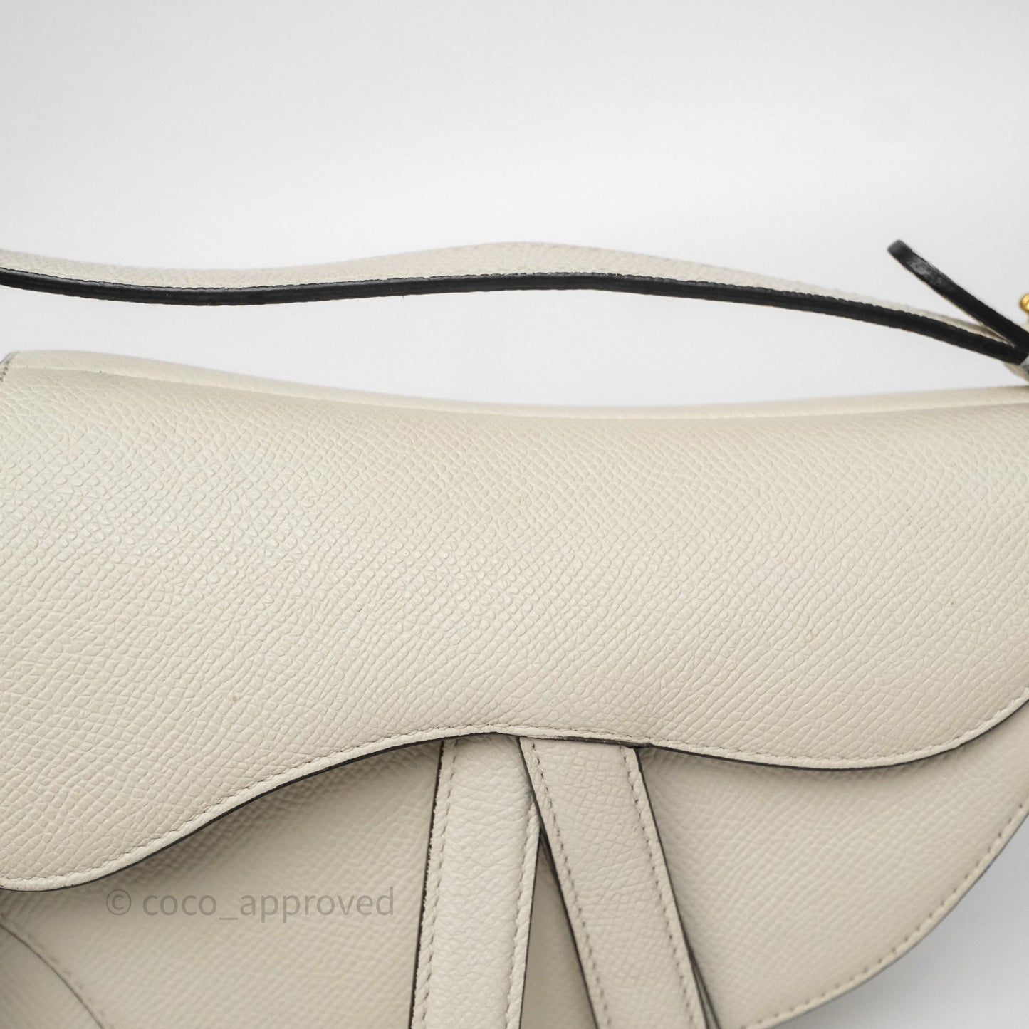Christian Dior Mini Saddle Bag White Grained Calfskin Gold Hardware