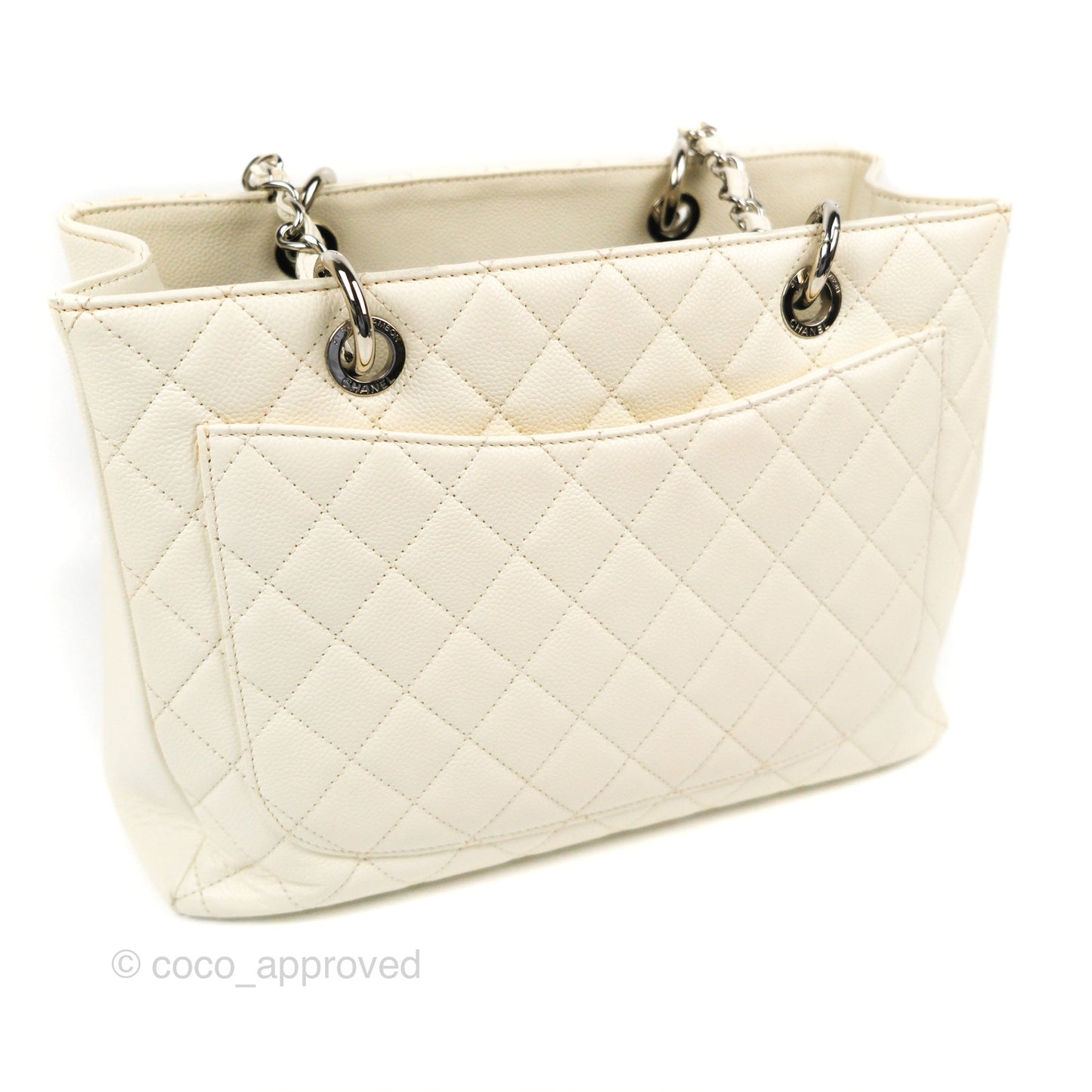 Chanel GST White Caviar Silver Hardware