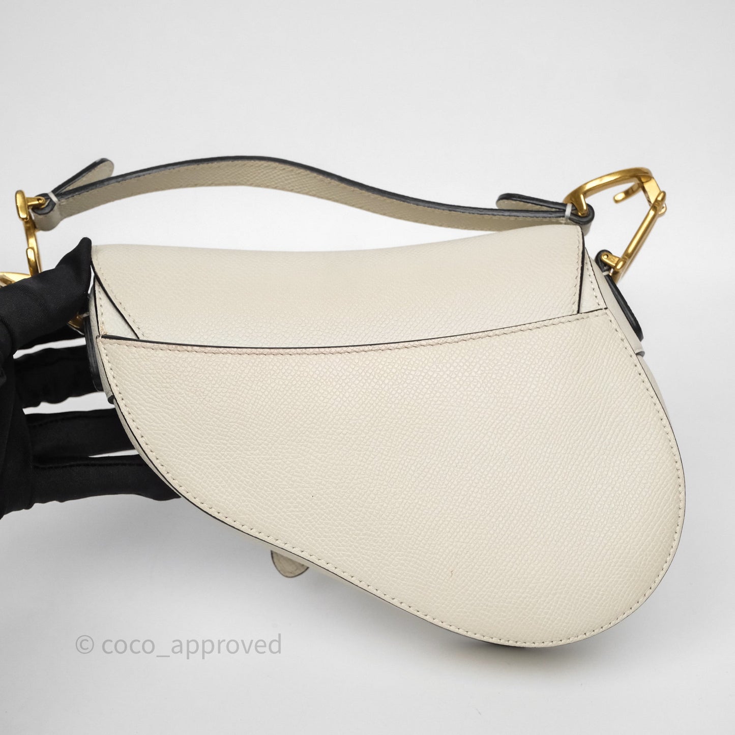 Christian Dior Mini Saddle Bag White Grained Calfskin Gold Hardware