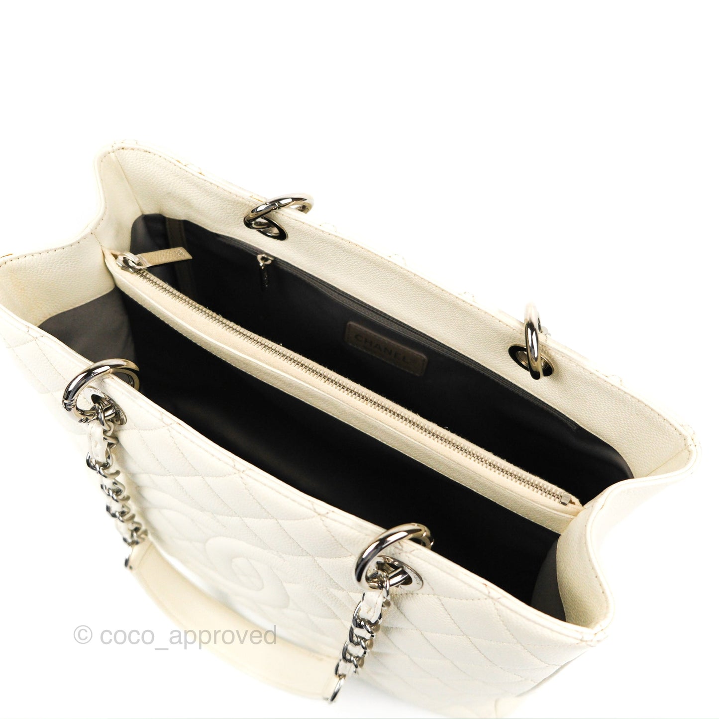 Chanel GST White Caviar Silver Hardware
