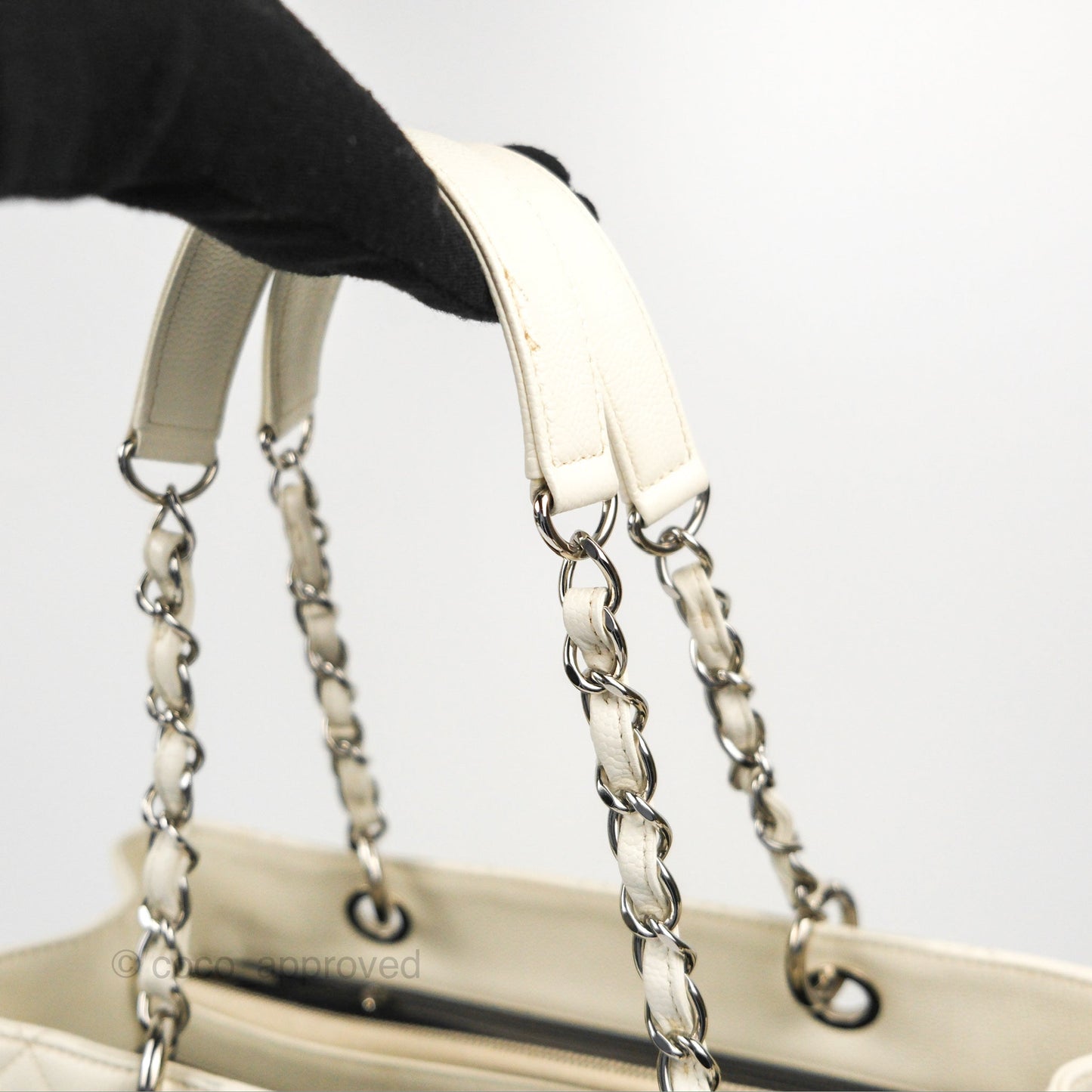 Chanel GST White Caviar Silver Hardware