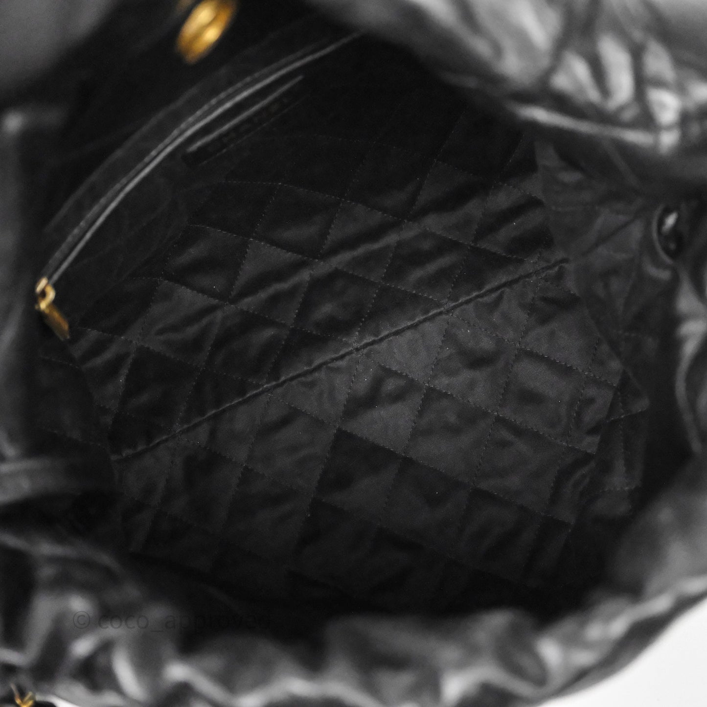Chanel 22 Small Black Shiny Crumpled Calfskin Aged Gold Hardware