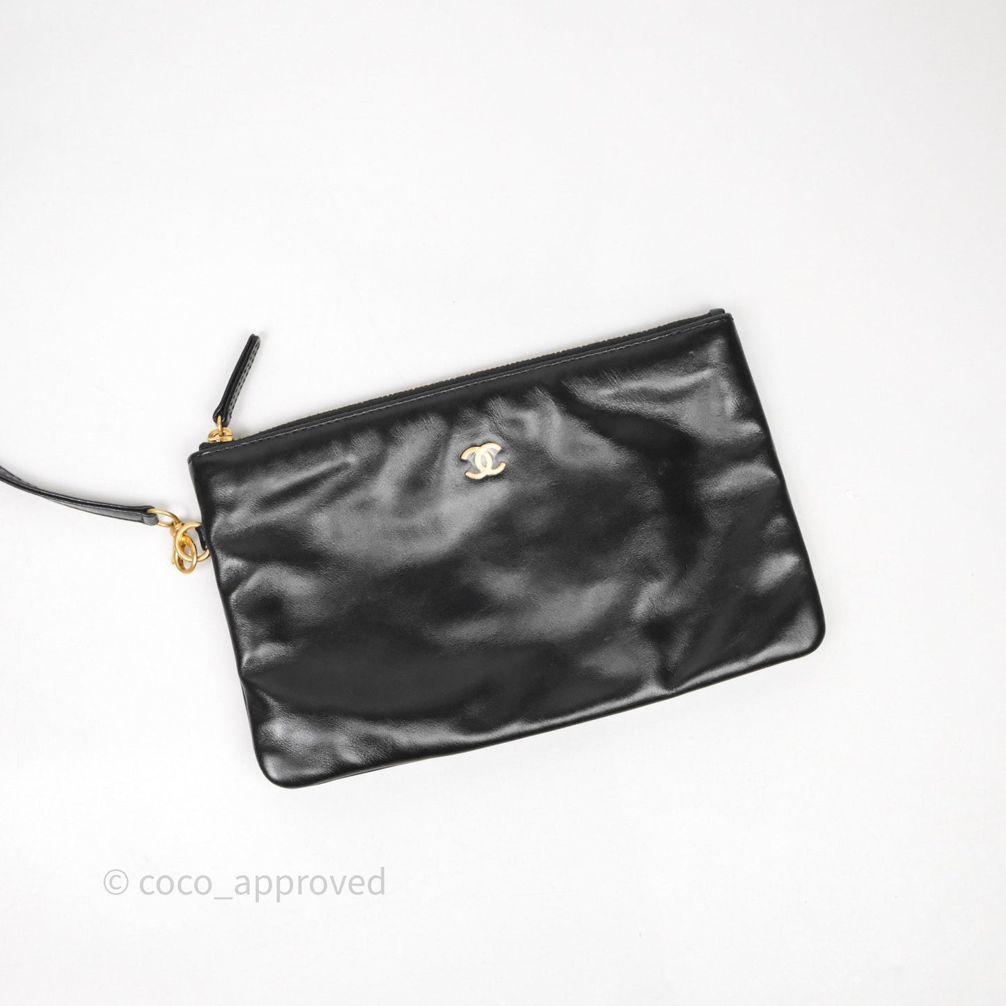 Chanel 22 Small Black Shiny Crumpled Calfskin Aged Gold Hardware
