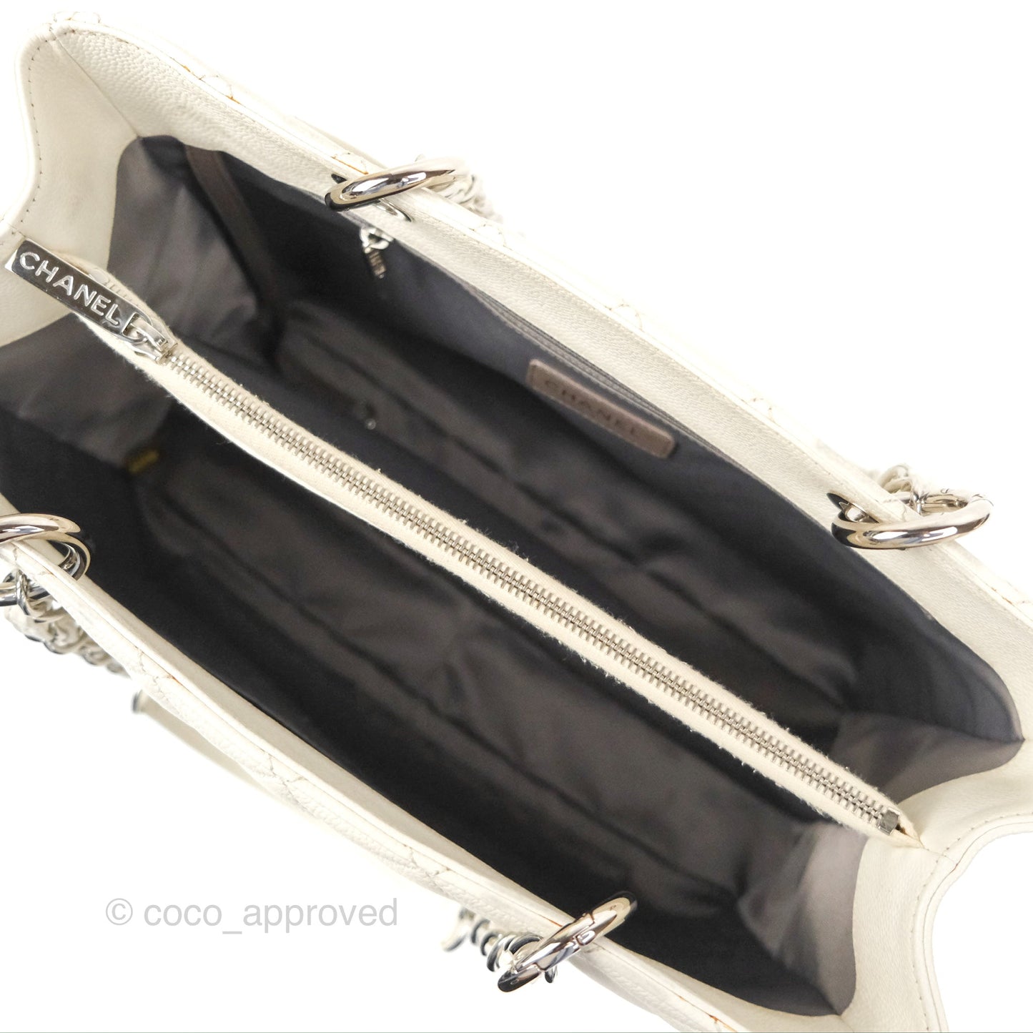 Chanel GST White Caviar Silver Hardware