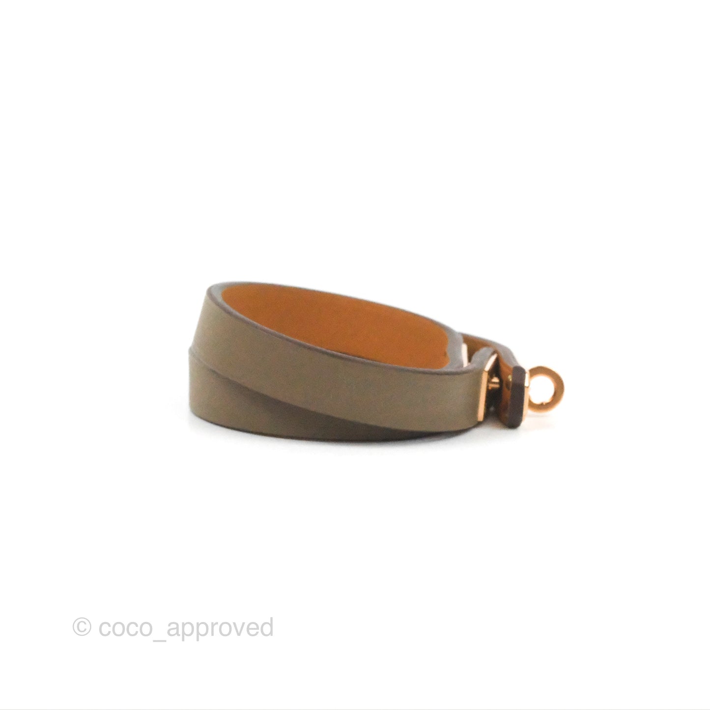 Hermès Kelly Double Tour Bracelet Etoupe Swift Rose Gold Hardware