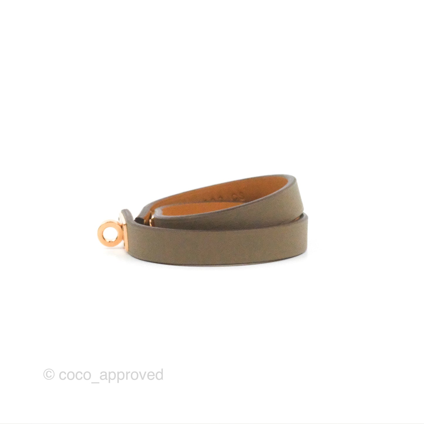 Hermès Kelly Double Tour Bracelet Etoupe Swift Rose Gold Hardware