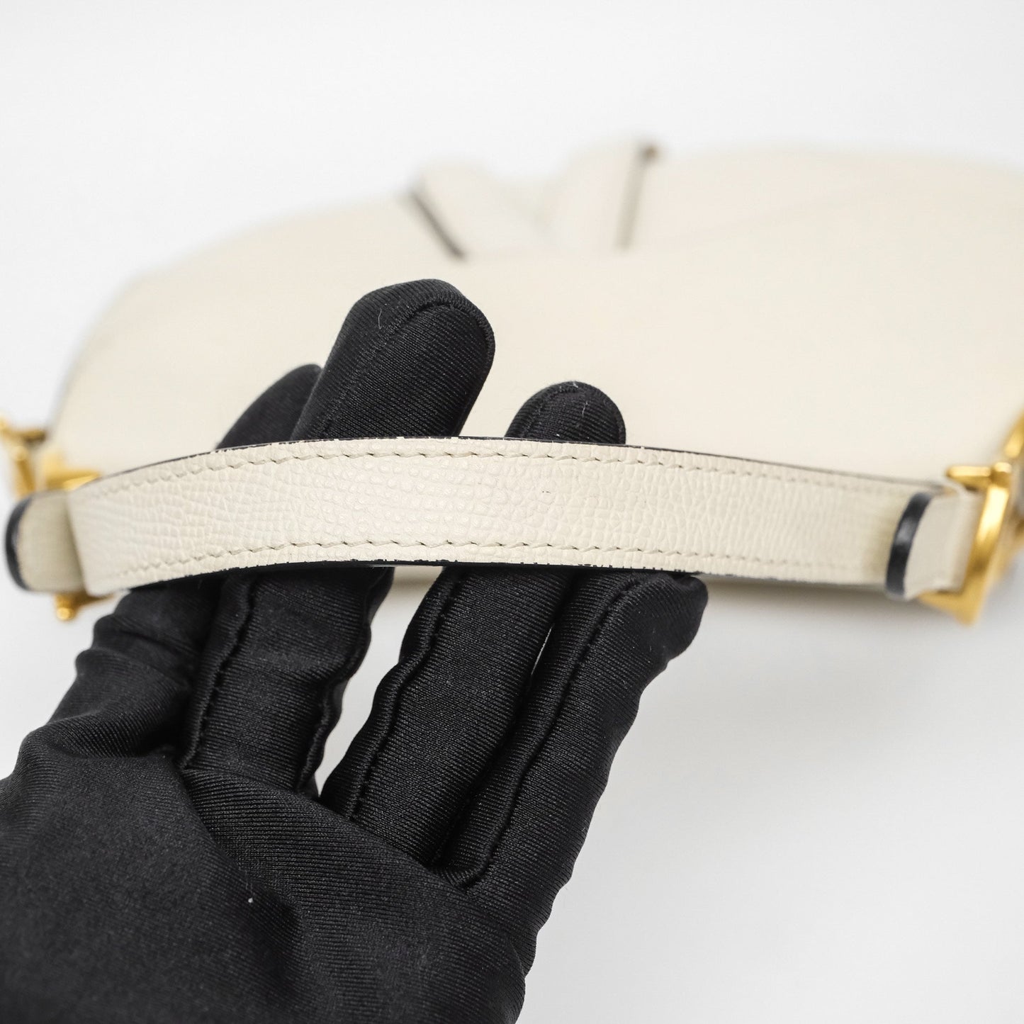 Christian Dior Mini Saddle Bag White Grained Calfskin Gold Hardware