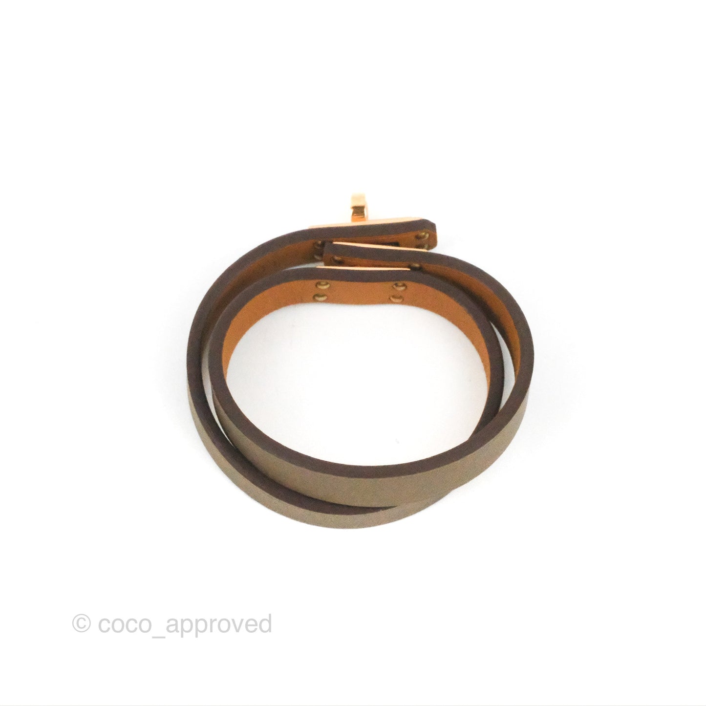 Hermès Kelly Double Tour Bracelet Etoupe Swift Rose Gold Hardware